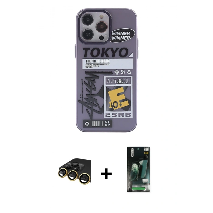 MARSİLYAN™- iPhone 13 Pro Max Kılıf Zirve Form Özel Seri - Şeffaf 360 Full Body Arka Koruyucu + Raze Metal Kamera Lens - GD