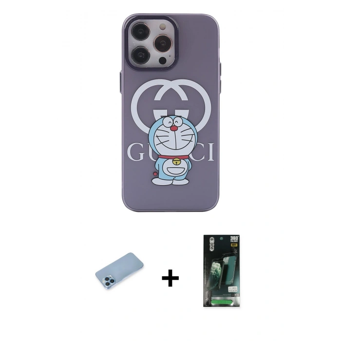 MARSİLYAN™- iPhone 13 Pro Max Kılıf Zirve Form Özel Seri - Şeffaf 360 Full Body Arka Koruyucu + Shine Kamera Lens Koruma Cam - MI