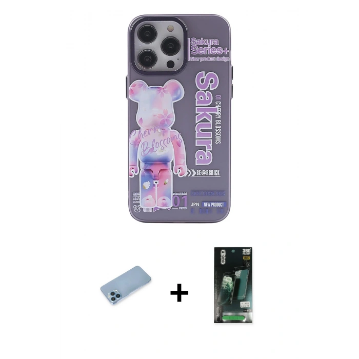 MARSİLYAN™- iPhone 13 Pro Max Kılıf Zirve Form Özel Seri - Şeffaf 360 Full Body Arka Koruyucu + Shine Kamera Lens Koruma Cam - MI