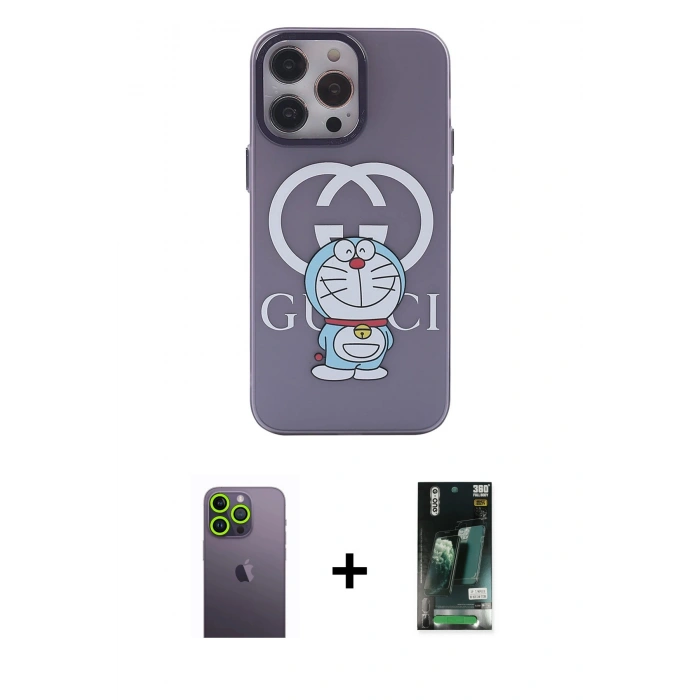 MARSİLYAN™- iPhone 13 Pro Max Kılıf Zirve Form Özel Seri - Şeffaf 360 Full Body Arka Koruyucu + Neon Fosforlu Kamera Lens - YL
