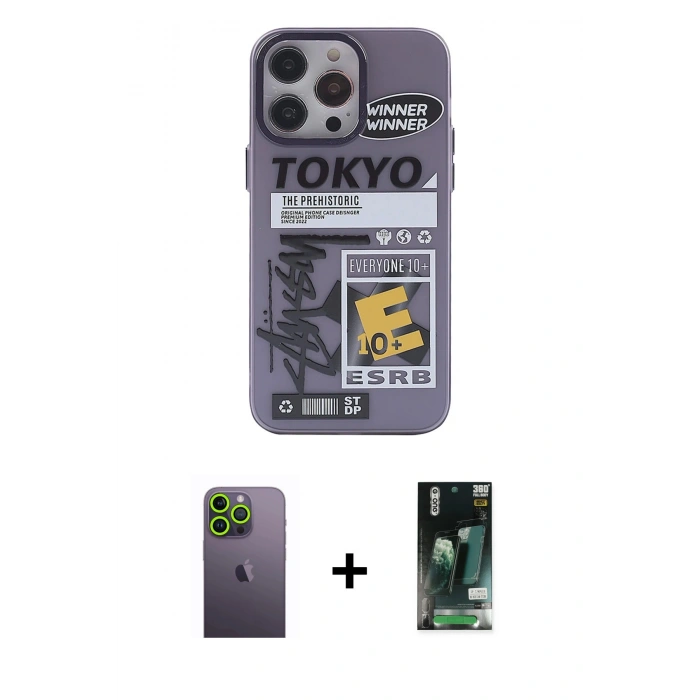 MARSİLYAN™- iPhone 13 Pro Max Kılıf Zirve Form Özel Seri - Şeffaf 360 Full Body Arka Koruyucu + Neon Fosforlu Kamera Lens - YL