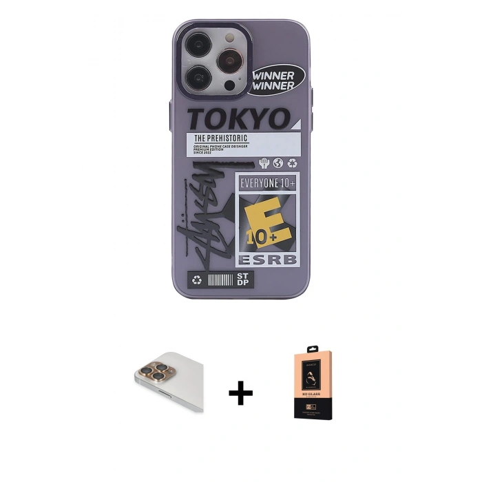 MARSİLYAN™- iPhone 13 Pro Max Kılıf Zirve Form Özel Seri - Şeffaf Maxco Cam Ekran Koruyucu + Pers Alüminyum Kamera Lens - GD