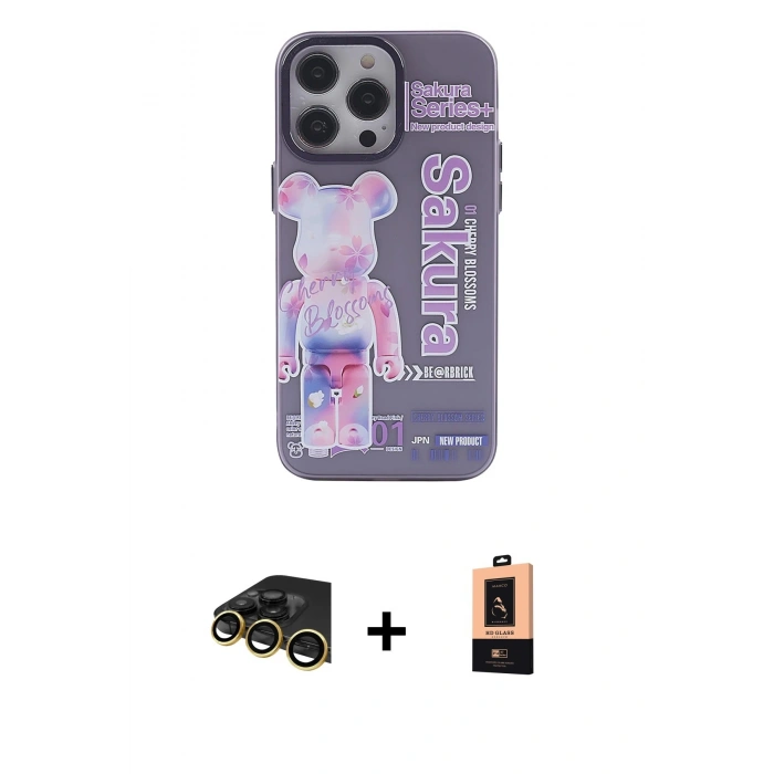 MARSİLYAN™- iPhone 13 Pro Max Kılıf Zirve Form Özel Seri - Şeffaf Maxco Cam Ekran Koruyucu + Raze Metal Kamera Lens - GD