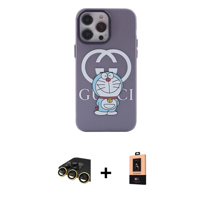MARSİLYAN™- iPhone 13 Pro Max Kılıf Zirve Form Özel Seri - Şeffaf Maxco Cam Ekran Koruyucu + Raze Metal Kamera Lens - GD