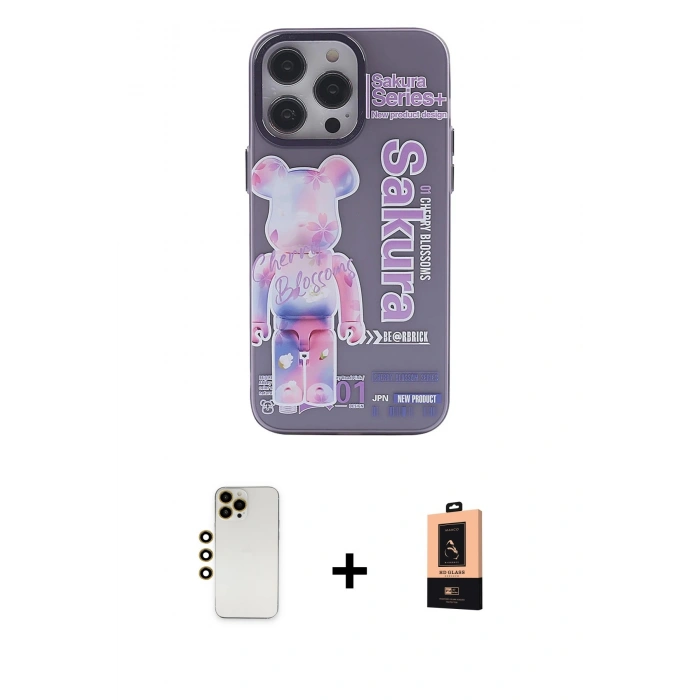 MARSİLYAN™- iPhone 13 Pro Max Kılıf Zirve Form Özel Seri - Şeffaf Maxco Cam Ekran Koruyucu + Gold Shine Kamera Lens