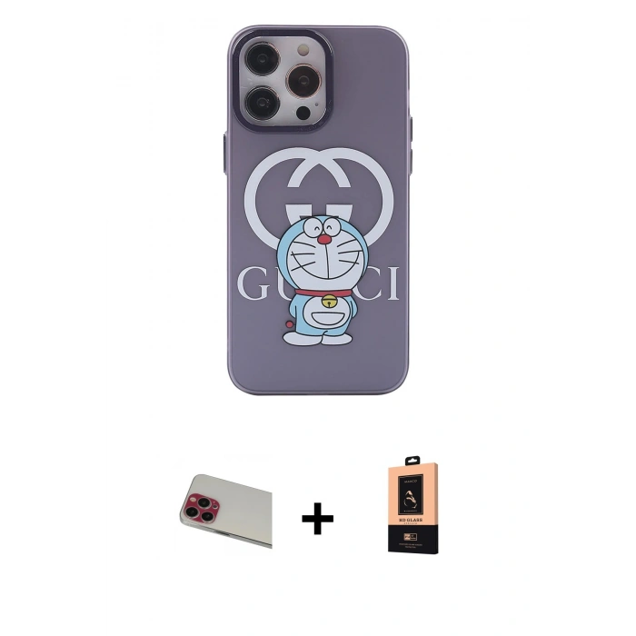 MARSİLYAN™- iPhone 13 Pro Max Kılıf Zirve Form Özel Seri - Şeffaf Maxco Cam Ekran Koruyucu + Kırmızı Rainbow Kamera Lens Koruma Cam