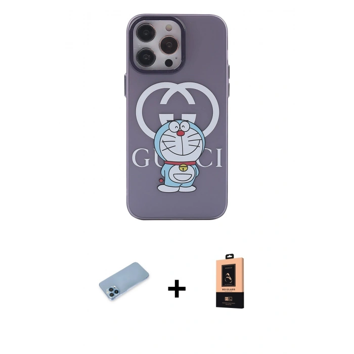 MARSİLYAN™- iPhone 13 Pro Max Kılıf Zirve Form Özel Seri - Şeffaf Maxco Cam Ekran Koruyucu + Mavi Shine Kamera Lens Koruma Cam