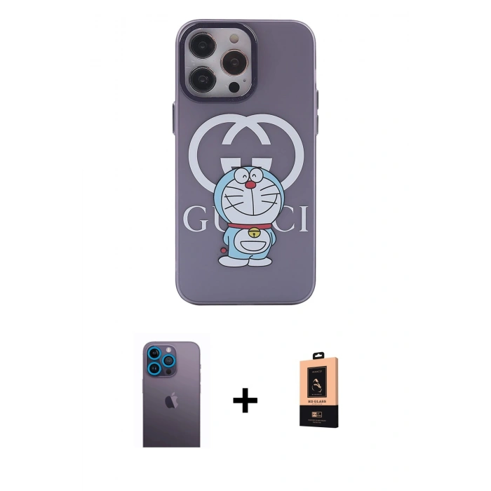 MARSİLYAN™- iPhone 13 Pro Max Kılıf Zirve Form Özel Seri - Şeffaf Maxco Cam Ekran Koruyucu + Neon Fosforlu Kamera Lens - MI