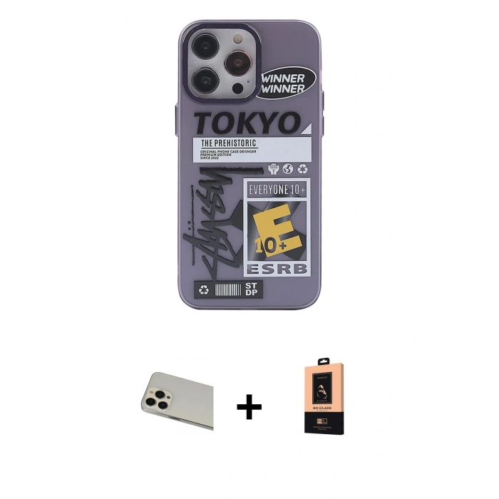 MARSİLYAN™- iPhone 13 Pro Max Kılıf Zirve Form Özel Seri - Şeffaf Maxco Cam Ekran Koruyucu + Rainbow Kamera Lens Koruma Cam - REGD