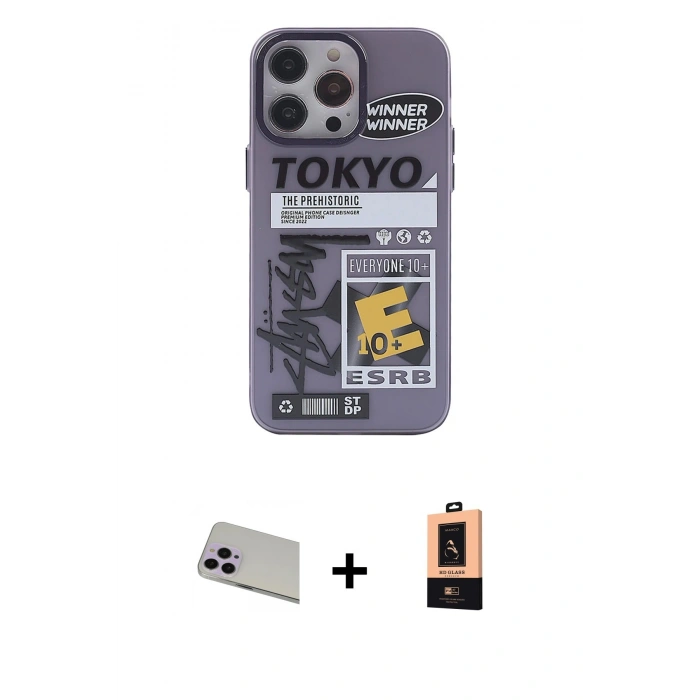 MARSİLYAN™- iPhone 13 Pro Max Kılıf Zirve Form Özel Seri - Şeffaf Maxco Cam Ekran Koruyucu + Rainbow Kamera Lens Koruma Cam - MR