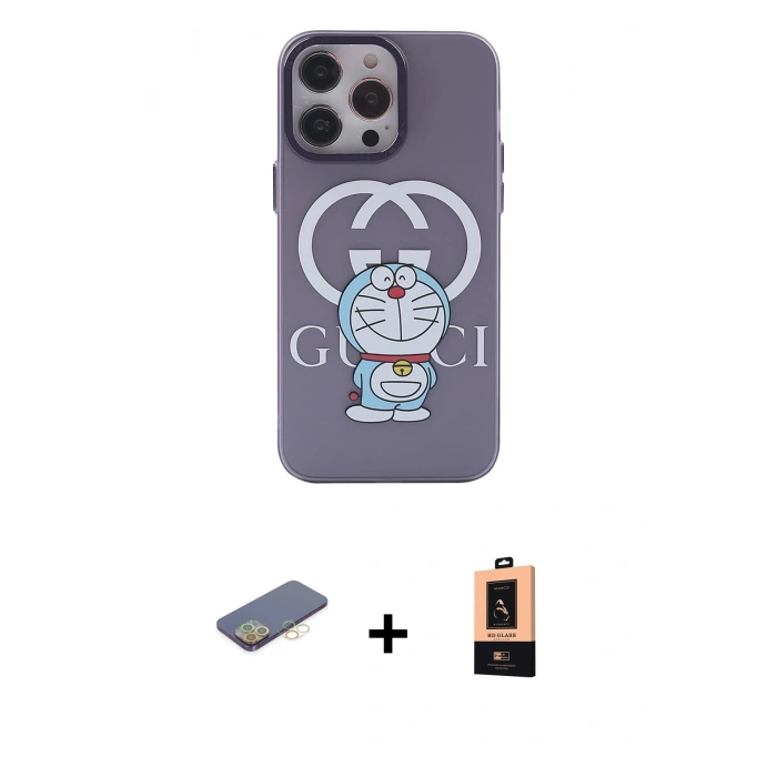 MARSİLYAN™- iPhone 13 Pro Max Kılıf Zirve Form Özel Seri - Şeffaf Maxco Cam Ekran Koruyucu + Renkli Kamera Lens Koruma Cam - SI