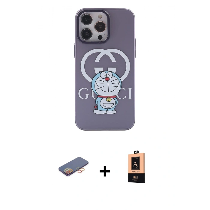 MARSİLYAN™- iPhone 13 Pro Max Kılıf Zirve Form Özel Seri - Şeffaf Maxco Cam Ekran Koruyucu + Renkli Kamera Lens Koruma Cam - TU