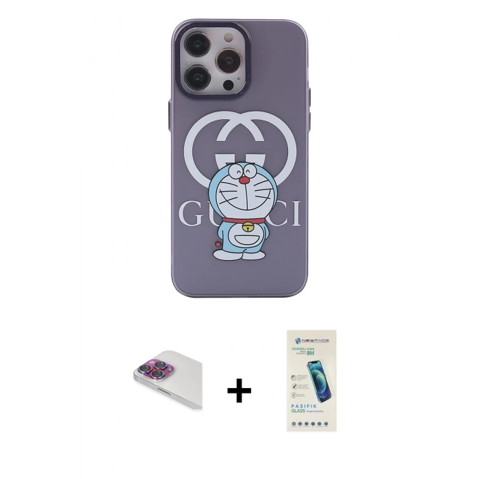 MARSİLYAN™- iPhone 13 Pro Max Kılıf Zirve Form Özel Seri - Şeffaf Pasifik Cam Ekran Koruyucu + Pers Alüminyum Kamera Lens - GI