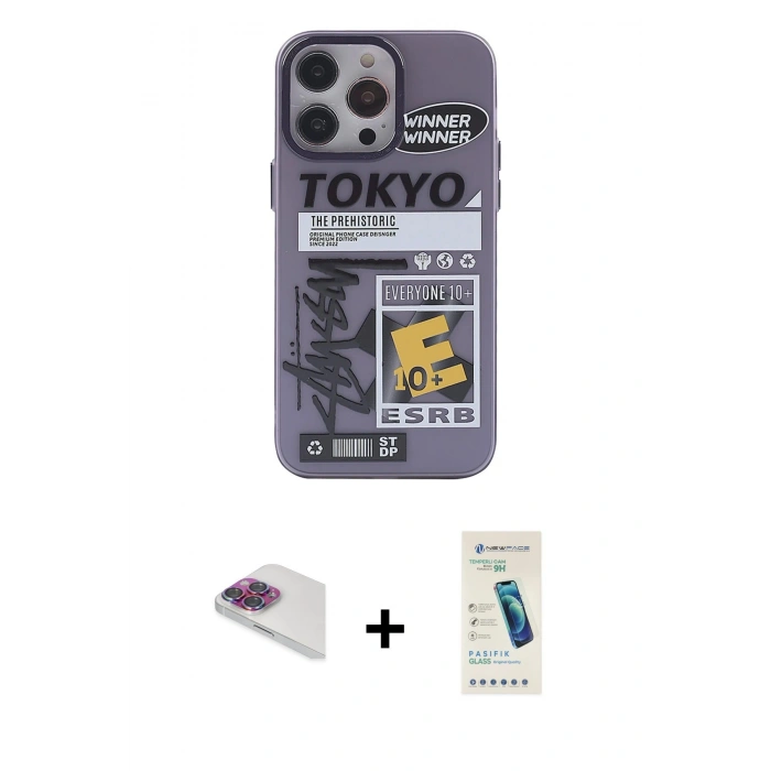 MARSİLYAN™- iPhone 13 Pro Max Kılıf Zirve Form Özel Seri - Şeffaf Pasifik Cam Ekran Koruyucu + Pers Alüminyum Kamera Lens - GI