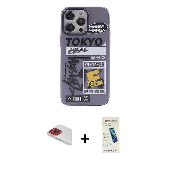MARSİLYAN™- iPhone 13 Pro Max Kılıf Zirve Form Özel Seri - Şeffaf Pasifik Cam Ekran Koruyucu + Pers Alüminyum Kamera Lens - KI