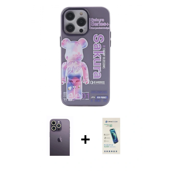 MARSİLYAN™- iPhone 13 Pro Max Kılıf Zirve Form Özel Seri - Şeffaf Pasifik Cam Ekran Koruyucu + Neon Fosforlu Kamera Lens - BZ
