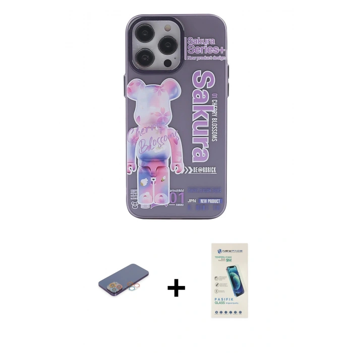 MARSİLYAN™- iPhone 13 Pro Max Kılıf Zirve Form Özel Seri - Şeffaf Pasifik Cam Ekran Koruyucu + Renkli Kamera Lens Koruma Cam - PE