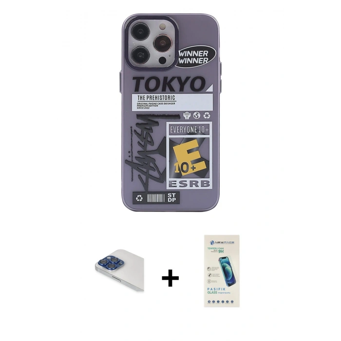 MARSİLYAN™- iPhone 13 Pro Max Kılıf Zirve Form Özel Seri - Şeffaf Pasifik Cam Ekran Koruyucu + Pers Alüminyum Kamera Lens - LT
