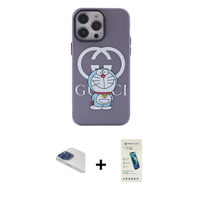MARSİLYAN™- iPhone 13 Pro Max Kılıf Zirve Form Özel Seri - Şeffaf Pasifik Cam Ekran Koruyucu + Pers Alüminyum Kamera Lens - LT