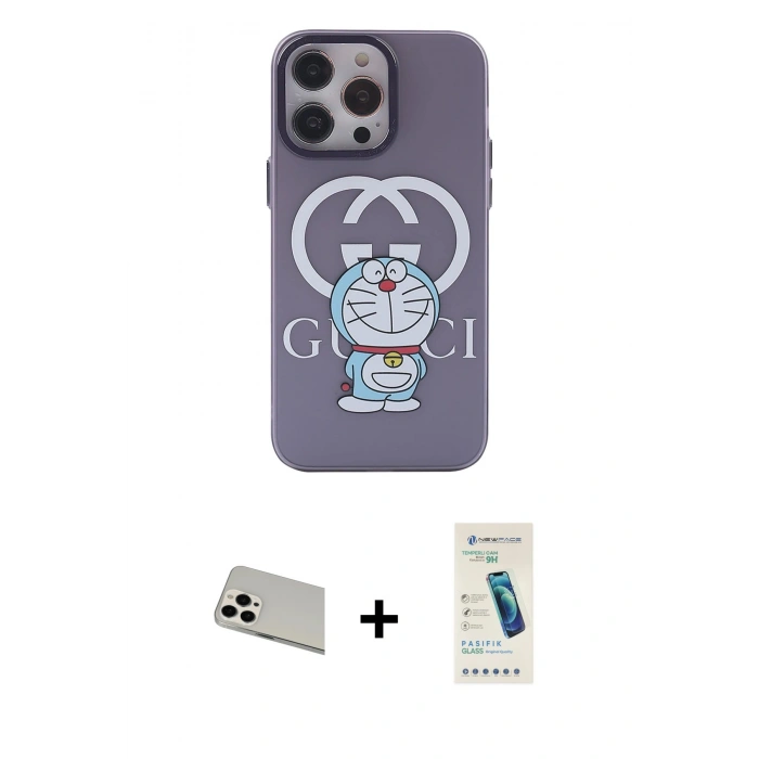 MARSİLYAN™- iPhone 13 Pro Max Kılıf Zirve Form Özel Seri - Şeffaf Pasifik Cam Ekran Koruyucu + Rainbow Kamera Lens Koruma Cam - BZ