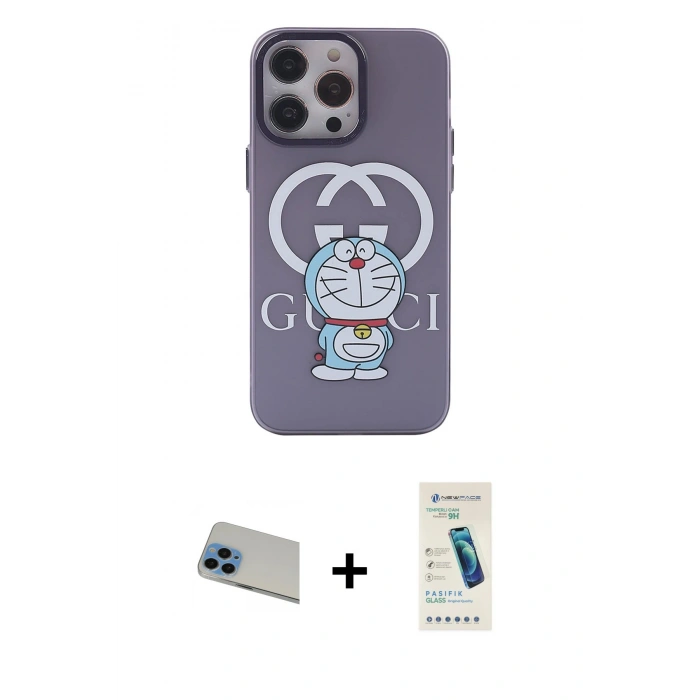 MARSİLYAN™- iPhone 13 Pro Max Kılıf Zirve Form Özel Seri - Şeffaf Pasifik Cam Ekran Koruyucu + Rainbow Kamera Lens Koruma Cam - MI