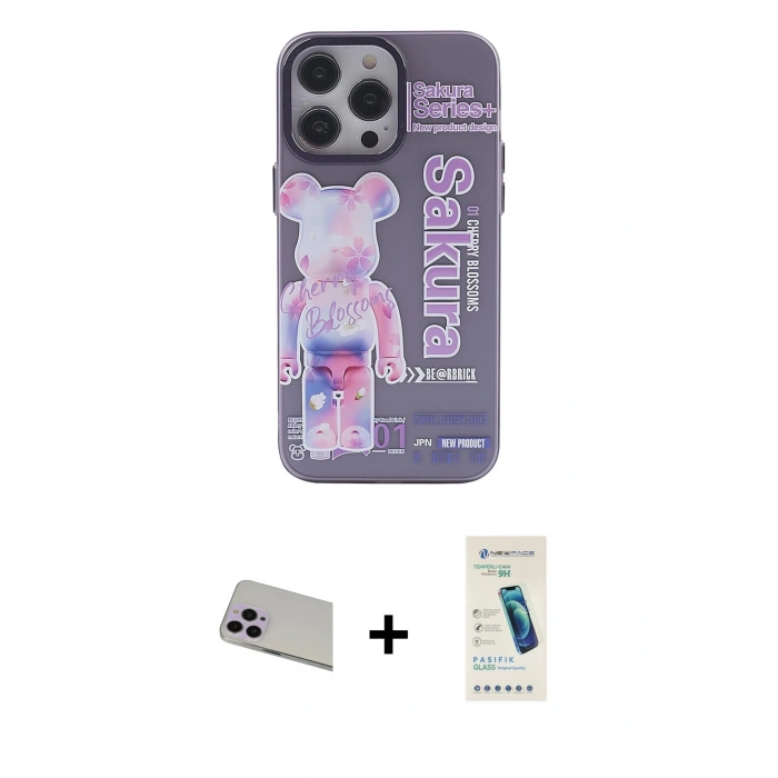 MARSİLYAN™- iPhone 13 Pro Max Kılıf Zirve Form Özel Seri - Şeffaf Pasifik Cam Ekran Koruyucu + Rainbow Kamera Lens Koruma Cam - MR