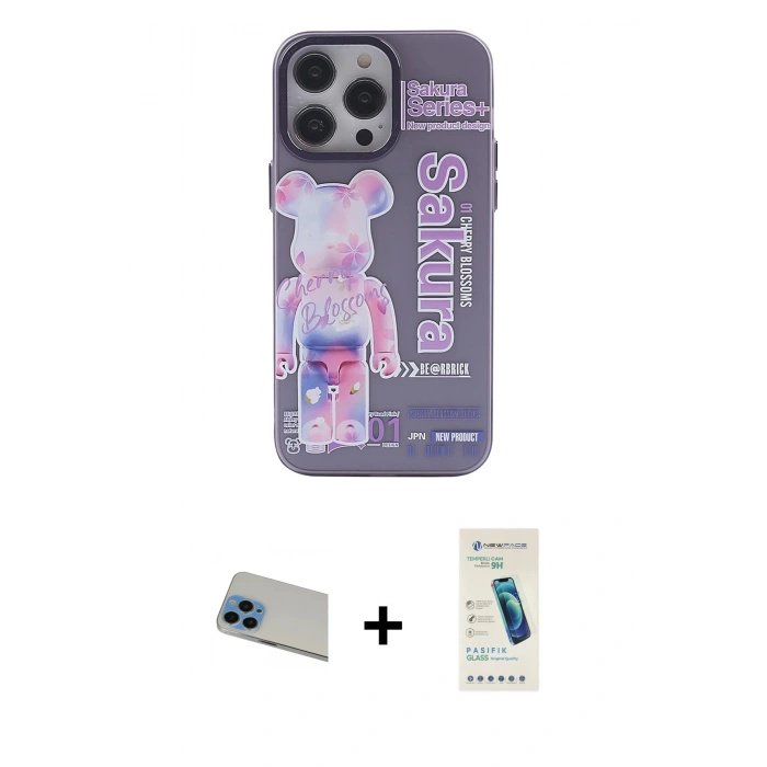MARSİLYAN™- iPhone 13 Pro Max Kılıf Zirve Form Özel Seri - Şeffaf Pasifik Cam Ekran Koruyucu + Rainbow Kamera Lens Koruma Cam - MI
