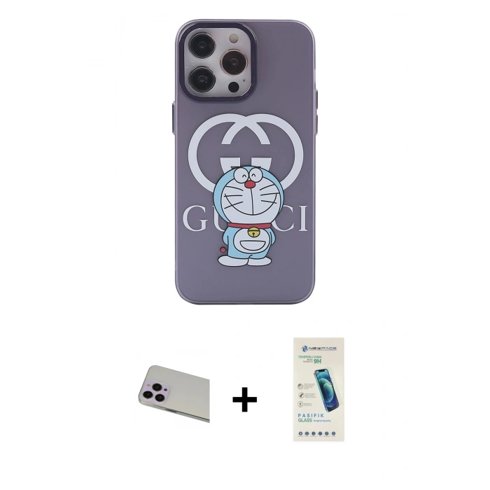 MARSİLYAN™- iPhone 13 Pro Max Kılıf Zirve Form Özel Seri - Şeffaf Pasifik Cam Ekran Koruyucu + Rainbow Kamera Lens Koruma Cam - MR