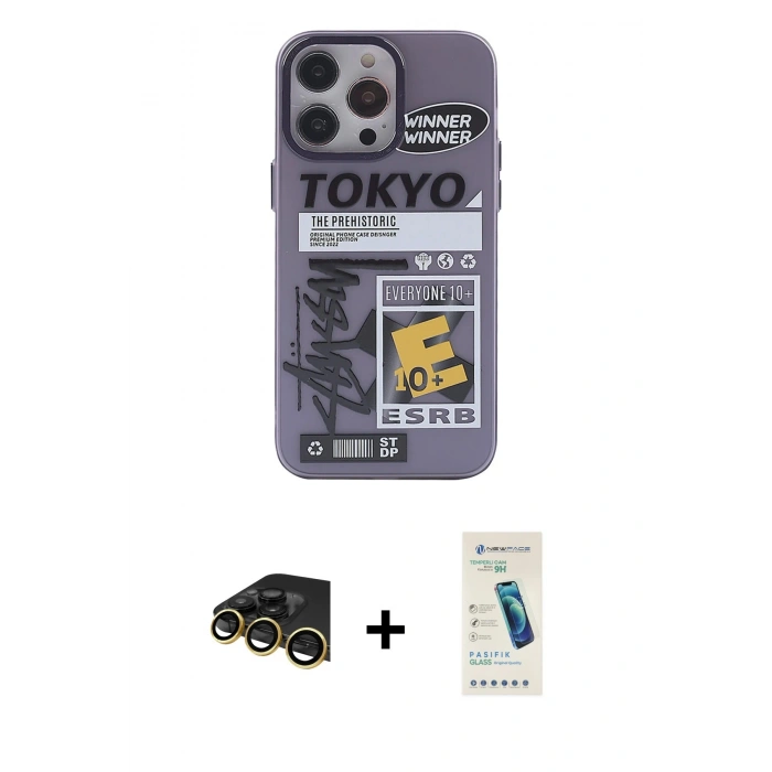 MARSİLYAN™- iPhone 13 Pro Max Kılıf Zirve Form Özel Seri - Şeffaf Pasifik Cam Ekran Koruyucu + Raze Metal Kamera Lens - GD