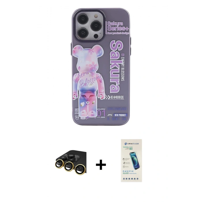 MARSİLYAN™- iPhone 13 Pro Max Kılıf Zirve Form Özel Seri - Şeffaf Pasifik Cam Ekran Koruyucu + Raze Metal Kamera Lens - GD