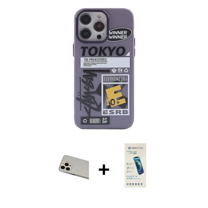 MARSİLYAN™- iPhone 13 Pro Max Kılıf Zirve Form Özel Seri - Şeffaf Pasifik Cam Ekran Koruyucu + Rainbow Kamera Lens Koruma Cam - REGD