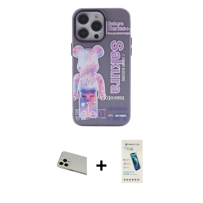 MARSİLYAN™- iPhone 13 Pro Max Kılıf Zirve Form Özel Seri - Şeffaf Pasifik Cam Ekran Koruyucu + Rainbow Kamera Lens Koruma Cam - REGD