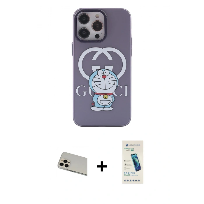 MARSİLYAN™- iPhone 13 Pro Max Kılıf Zirve Form Özel Seri - Şeffaf Pasifik Cam Ekran Koruyucu + Rainbow Kamera Lens Koruma Cam - REGD