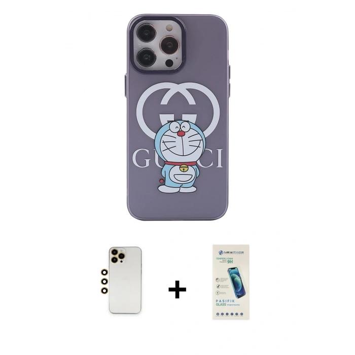 MARSİLYAN™- iPhone 13 Pro Max Kılıf Zirve Form Özel Seri - Şeffaf Pasifik Cam Ekran Koruyucu + Shine Kamera Lens - GD
