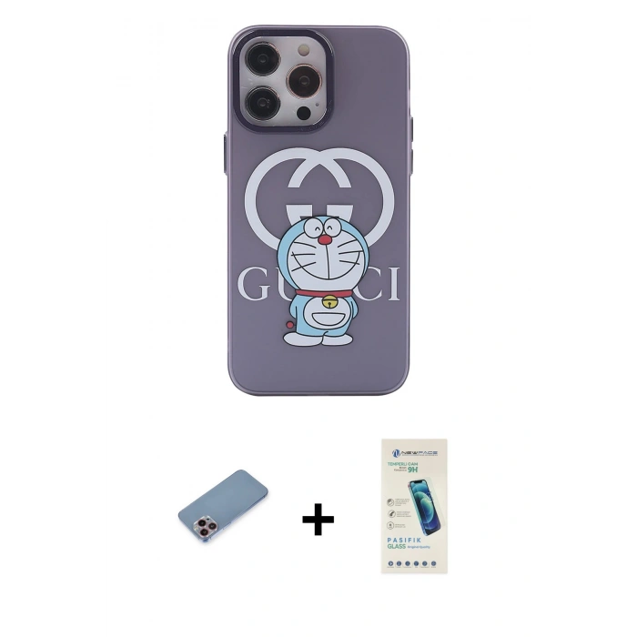 MARSİLYAN™- iPhone 13 Pro Max Kılıf Zirve Form Özel Seri - Şeffaf Pasifik Cam Ekran Koruyucu + Shine Kamera Lens Koruma Cam - PE
