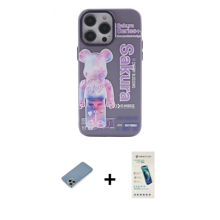 MARSİLYAN™- iPhone 13 Pro Max Kılıf Zirve Form Özel Seri - Şeffaf Pasifik Cam Ekran Koruyucu + Shine Kamera Lens Koruma Cam - GI
