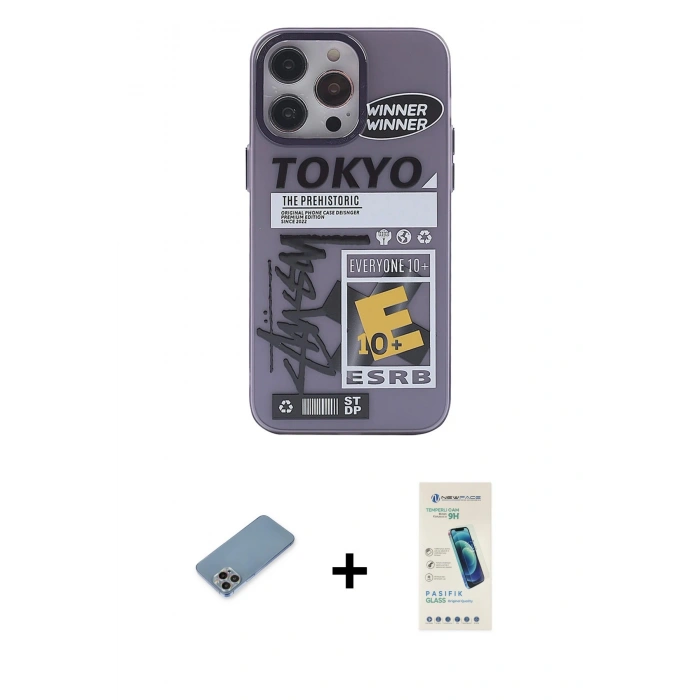 MARSİLYAN™- iPhone 13 Pro Max Kılıf Zirve Form Özel Seri - Şeffaf Pasifik Cam Ekran Koruyucu + Shine Kamera Lens Koruma Cam - GI