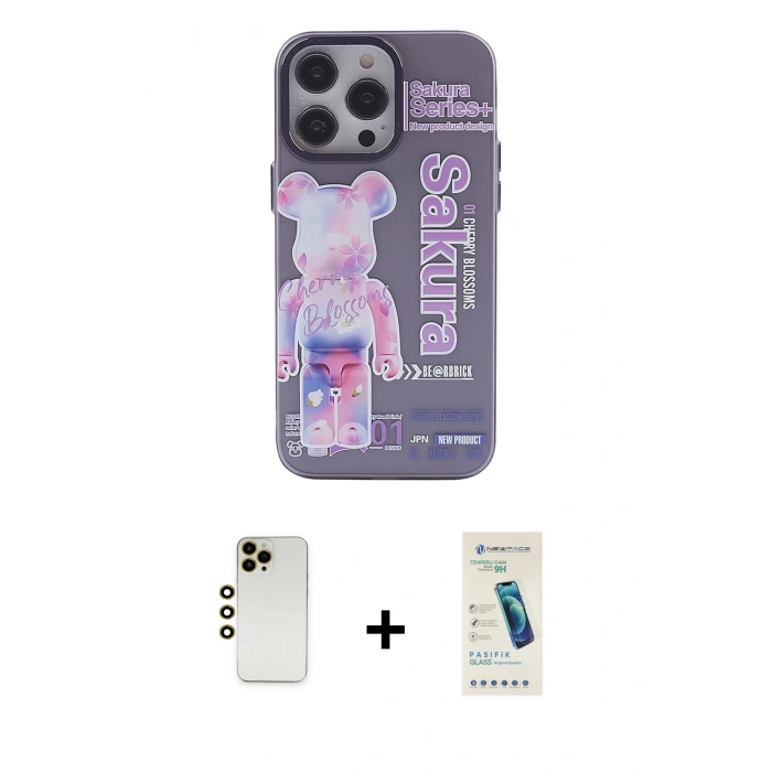 MARSİLYAN™- iPhone 13 Pro Max Kılıf Zirve Form Özel Seri - Şeffaf Pasifik Cam Ekran Koruyucu + Shine Kamera Lens - GD