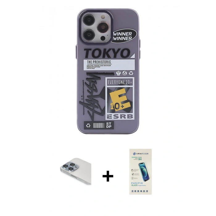 MARSİLYAN™- iPhone 13 Pro Max Kılıf Zirve Form Özel Seri - Şeffaf Pasifik Cam Ekran Koruyucu + Pers Alüminyum Kamera Lens - SABE