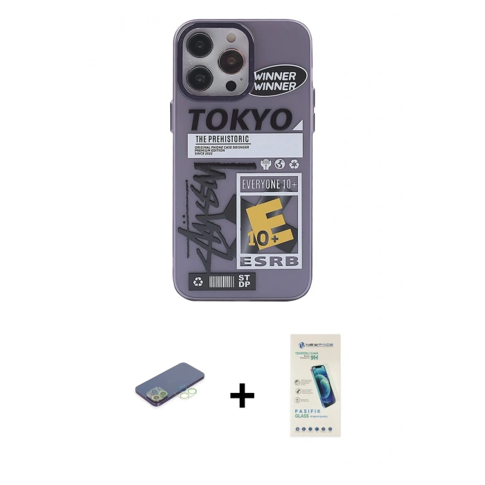 MARSİLYAN™- iPhone 13 Pro Max Kılıf Zirve Form Özel Seri - Şeffaf Pasifik Cam Ekran Koruyucu + Yeşil Renkli Kamera Lens Koruma Cam