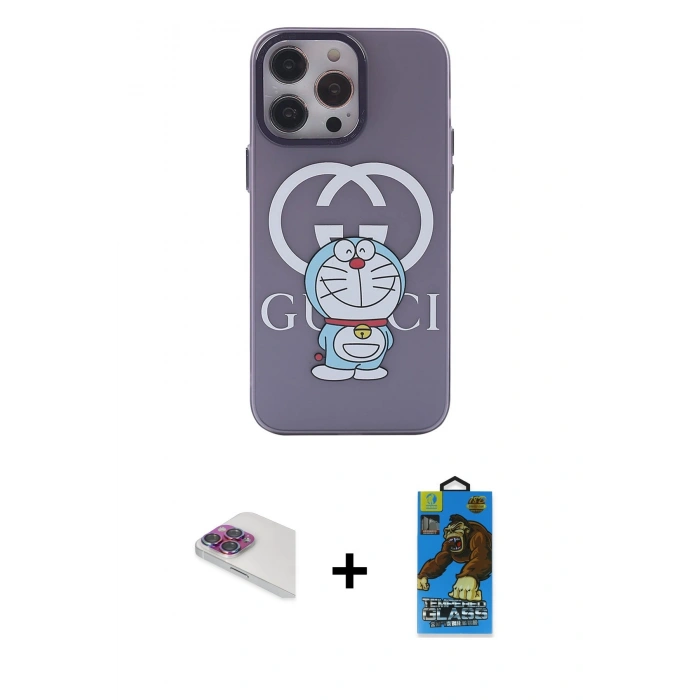 MARSİLYAN™- iPhone 13 Pro Max Kılıf Zirve Form Özel Seri - Siyah 18D Cam Ekran Koruyucu + Pers Alüminyum Kamera Lens - GI