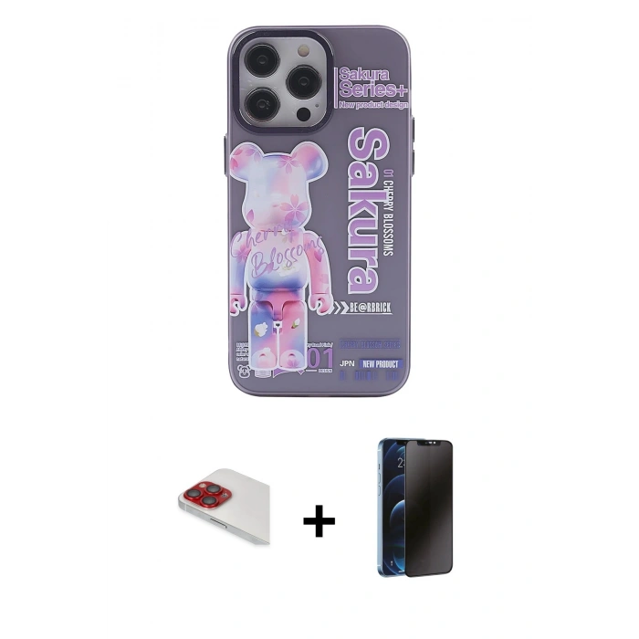 MARSİLYAN™- iPhone 13 Pro Max Kılıf Zirve Form Özel Seri - Siyah 3D Antistatik Hayalet Cam Ekran Koruyucu + Pers Alüminyum Kamera Lens - KI
