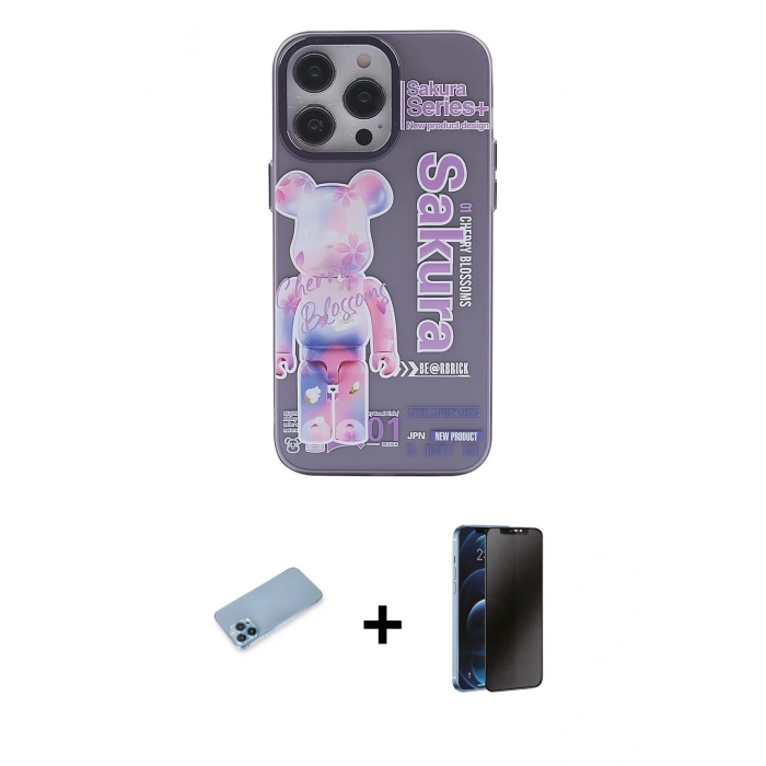 MARSİLYAN™- iPhone 13 Pro Max Kılıf Zirve Form Özel Seri - Siyah 3D Antistatik Hayalet Cam Ekran Koruyucu + Shine Kamera Lens Koruma Cam - MI