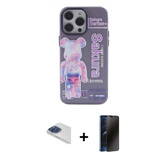 MARSİLYAN™- iPhone 13 Pro Max Kılıf Zirve Form Özel Seri - Siyah 3D Antistatik Hayalet Cam Ekran Koruyucu + Pers Alüminyum Kamera Lens - LT