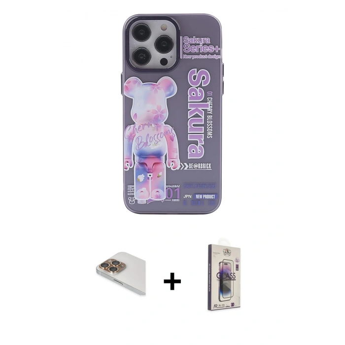 MARSİLYAN™- iPhone 13 Pro Max Kılıf Zirve Form Özel Seri - Siyah Bilvis 3D Cam Ekran Koruyucu + Pers Alüminyum Kamera Lens - GD