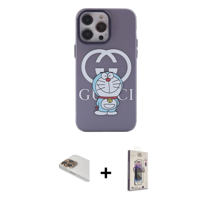 MARSİLYAN™- iPhone 13 Pro Max Kılıf Zirve Form Özel Seri - Siyah Bilvis 3D Cam Ekran Koruyucu + Pers Alüminyum Kamera Lens - GD