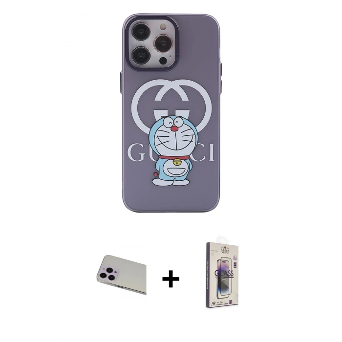 MARSİLYAN™- iPhone 13 Pro Max Kılıf Zirve Form Özel Seri - Siyah Bilvis 3D Cam Ekran Koruyucu + Rainbow Kamera Lens Koruma Cam - MR