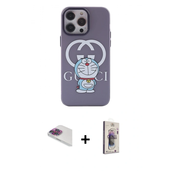 MARSİLYAN™- iPhone 13 Pro Max Kılıf Zirve Form Özel Seri - Siyah Bilvis 3D Cam Ekran Koruyucu + Pers Alüminyum Kamera Lens - GI