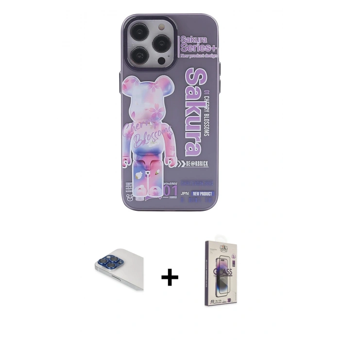 MARSİLYAN™- iPhone 13 Pro Max Kılıf Zirve Form Özel Seri - Siyah Bilvis 3D Cam Ekran Koruyucu + Pers Alüminyum Kamera Lens - LT