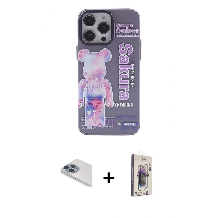 MARSİLYAN™- iPhone 13 Pro Max Kılıf Zirve Form Özel Seri - Siyah Bilvis 3D Cam Ekran Koruyucu + Pers Alüminyum Kamera Lens - SABE